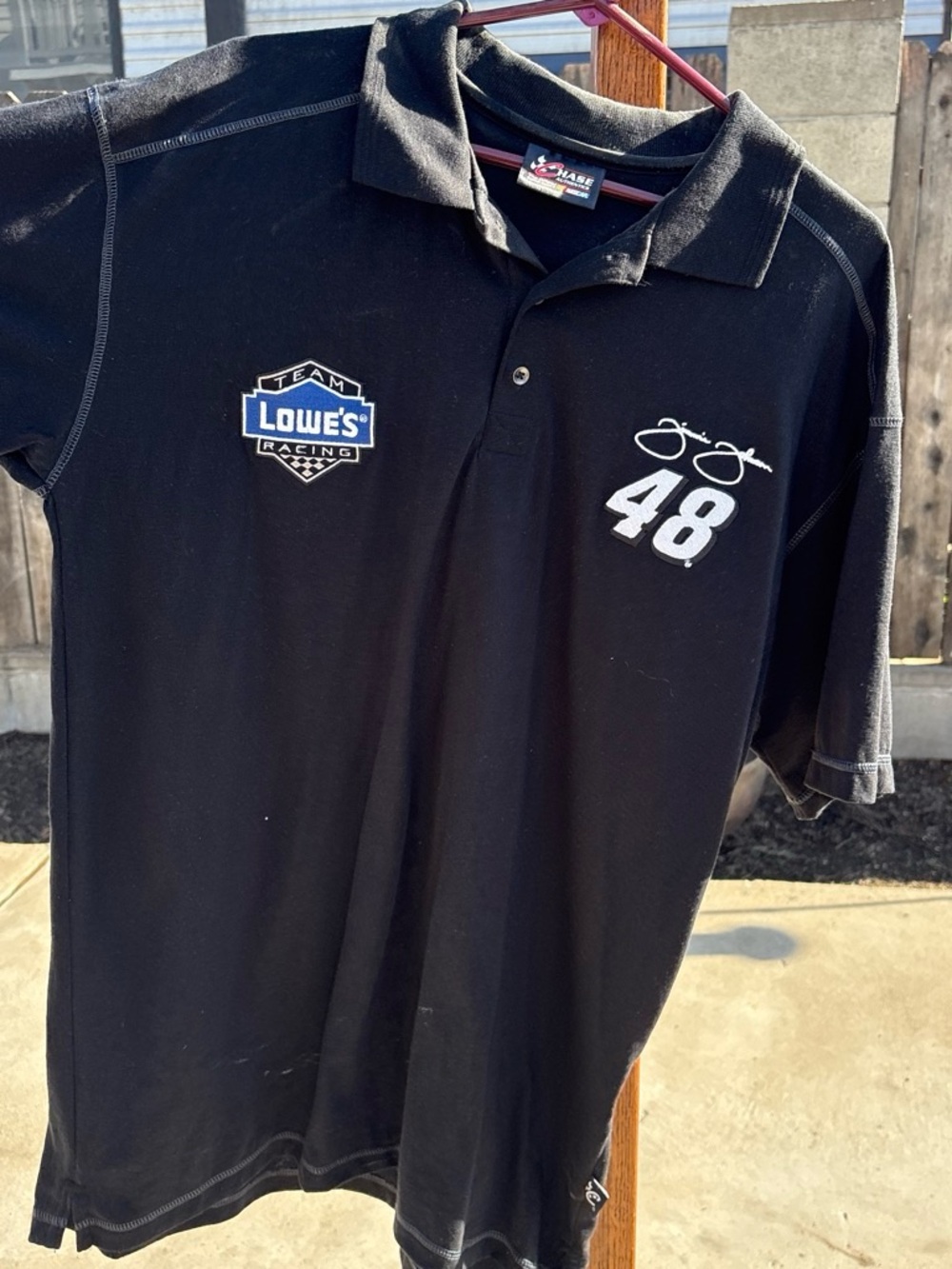 Chase Authentics Black Lowe's Racing Polo with '48' Logo